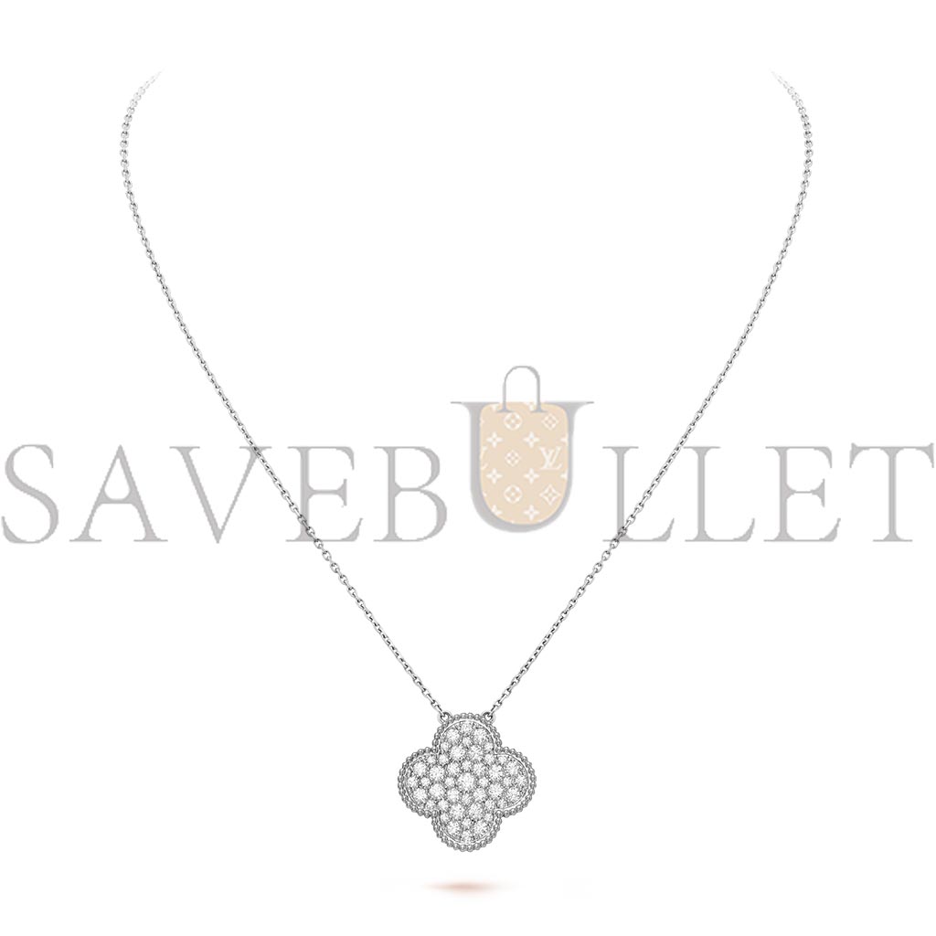 van cleef arpels magic alhambra pendant - white gold, Di*m*nd  vcarn9ms00